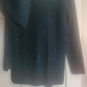 Apt 9 Forest Green Sequin Tunic Sweater with Detachable Cown Neck (NWT)